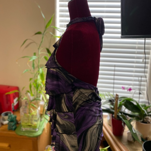 Marbled Satiny Sparkle design: Halter Tie Sparkle Tierred Ruffled Top VTG - Picture 5 of 9